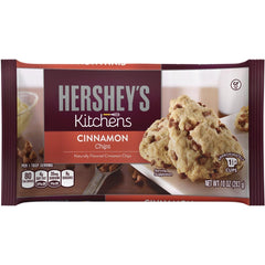 Cookies baked with Hersheys Cinnamon Baking Chips on a tray.