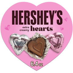 Hershey's Extra Creamy Milk Chocolate Hearts gift box, ideal for sharing.