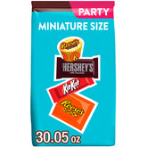 HERSHEY'S KIT KAT REESE'S assorted miniatures in an open bag for party snacking.