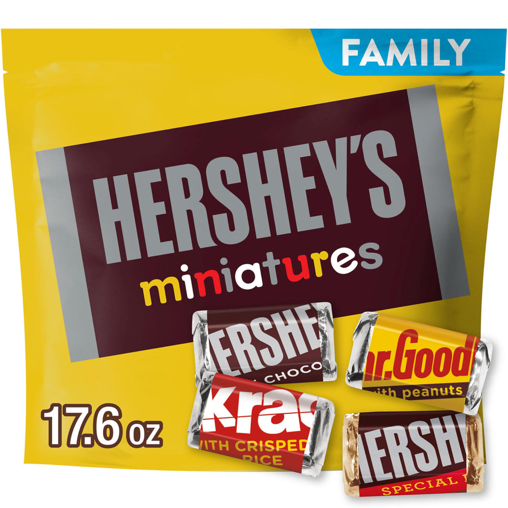 HERSHEY'S Miniatures family pack front view, ideal for party sharing.