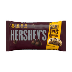 HERSHEY'S semi-sweet chips close-up for batter mixing