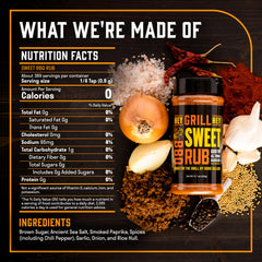 Hey Grill Hey Sweet Rub packaging front showing award-winning seasoning for grilled dishes