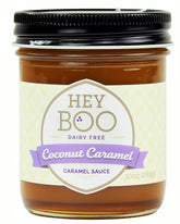 Hey Boo coconut caramel sauce bottle ready for ice cream topping