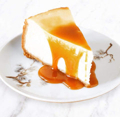 Hey Boo coconut caramel sauce being poured as a dessert drizzle