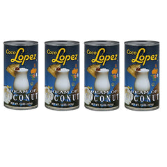Heywood cream of coconut Coco Lopez set of four cans for cocktails and desserts.