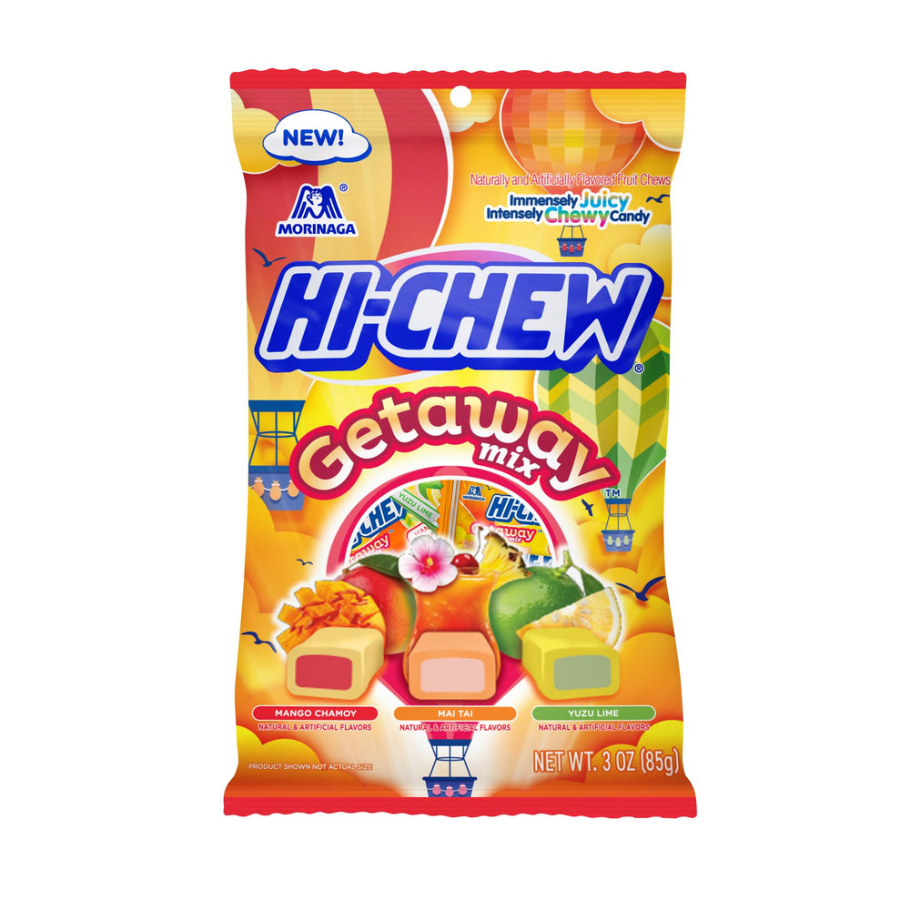 Hi-CHEW Getaway Mix mango chamoy bag highlights tropical flavor and shareable packaging