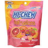 HI-CHEW Infrusions blood orange in a resealable stand-up pouch for on-the-go snacking.