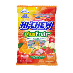HI-CHEW Plus Fruit Mix orange-tangerine close-up reveals juicy, flavorful candy texture.