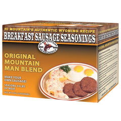 Hi Mountain Breakfast Sausage Seasoning packaging displayed for quick, flavorful prep.
