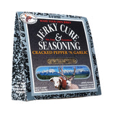 Hi Mountain cracked pepper garlic blend packaging shows bold jerky flavor potential.