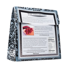 Hi Mountain cracked pepper garlic seasoning packet closeup ready to use.