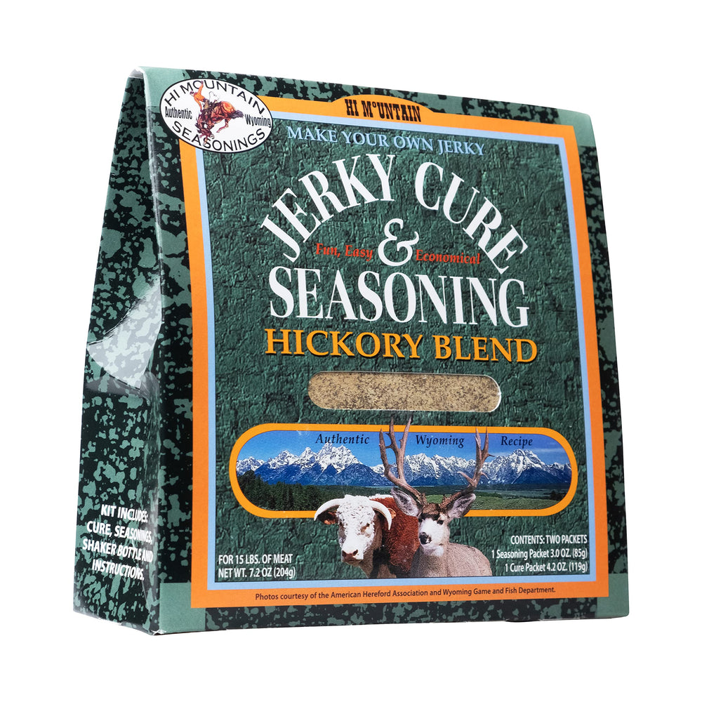 Hi Mountain Hickory Blend seasoning packet for flavorful homemade beef jerky