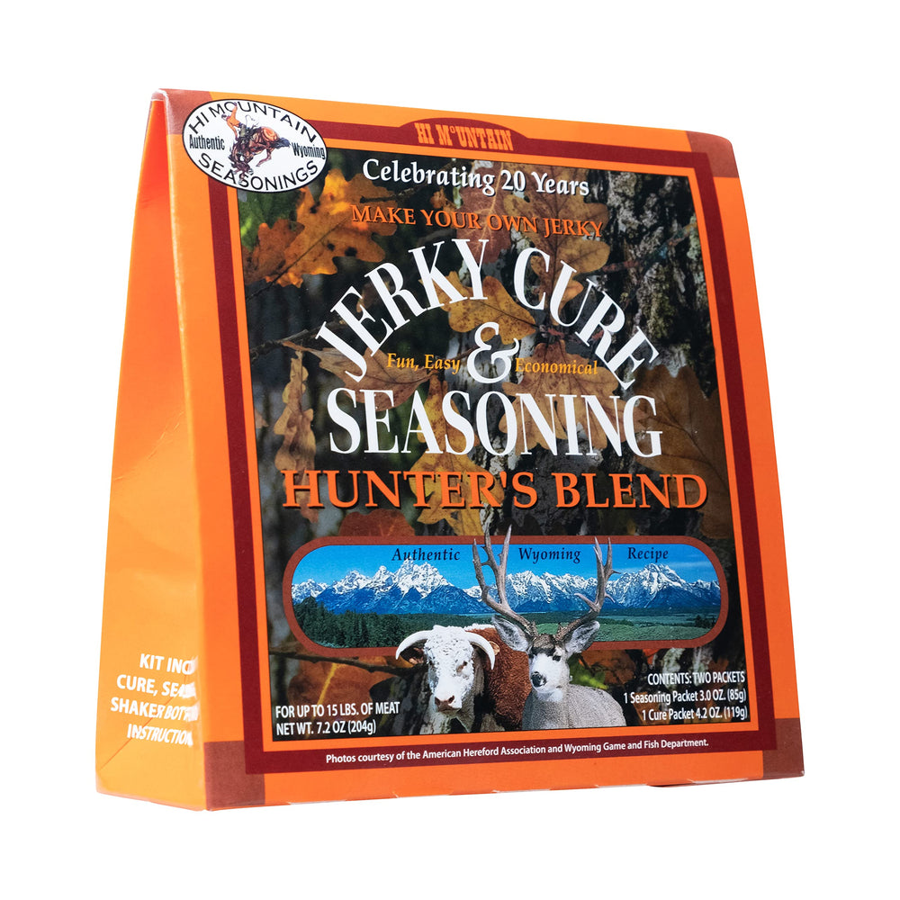 Hi Mountain Hunters Blend seasoning packet for bold beef and wild game jerky flavor