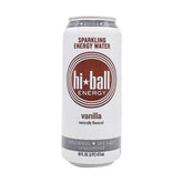 Hiball Energy Water Vanilla can showcasing sparkling vanilla flavor and natural caffeine