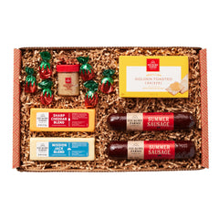 Hickory Farms Farmhouse Meat & Cheese Basket displayed on a board for entertaining.