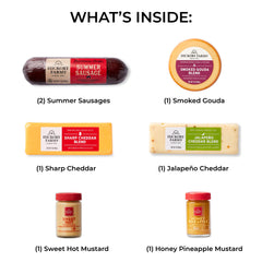 Hickory Farms Smoked Gouda Blend slices on a board, smooth, smoky flavor for entertaining.
