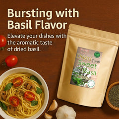 Hida Beauty dried basil ready to crumble, quick flavor boost for curries.