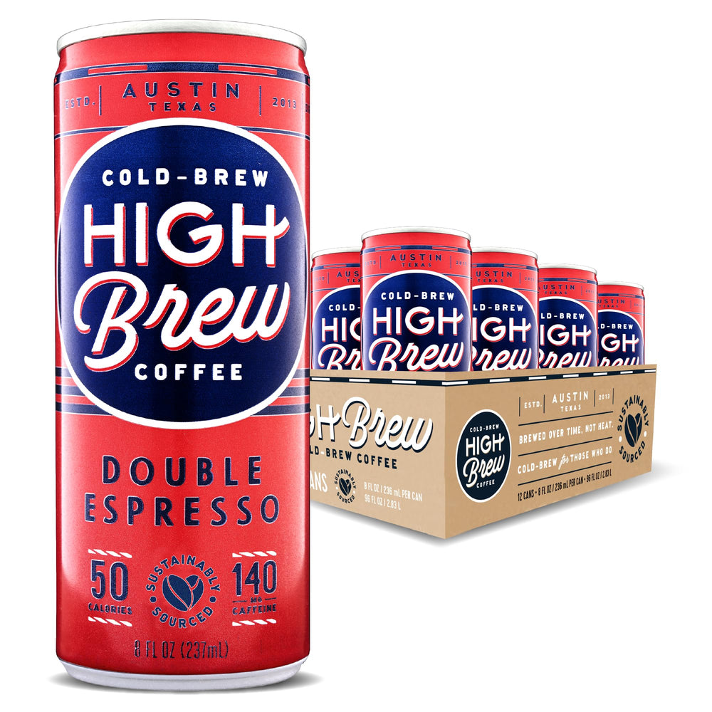 High Brew Coffee cold brew double espresso 8 oz bottle highlighting bold flavor and caffeine