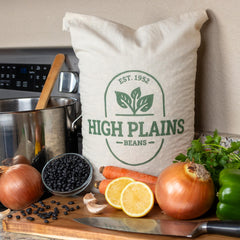 Close-up of dry beans from High Plains Black Beans with vivid color and uniform size
