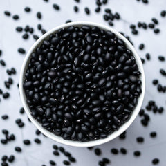 Soaking High Plains Black Beans in water to soften for cooking