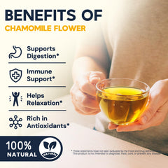 HIIHONE chamomile tea steeping cup showing a mellow floral aroma.