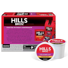 Hills Bros 12-pack box sits on kitchen counter.