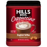 Hills Bros Cappuccino Mix English Toffee cup—smooth, coffeehouse-style flavor at home.