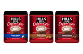 Hills Bros Cappuccino Mix packaging shows the 3-pack bundle for home coffee moments.