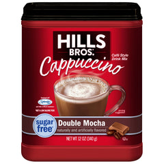Hills Bros Cappuccino pour-ready mix for a quick café-style beverage.