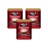 Hills Bros Double Mocha cappuccino being poured into a mug, quick indulgence