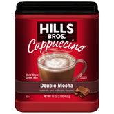 Hills Bros Instant Double Mocha Cappuccino cup offers rich foam and café-style flavor at home.