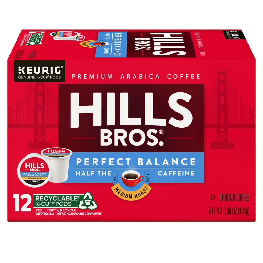 Hills Bros Perfect Balance K-Cup Pod ready for a convenient, smooth morning brew.