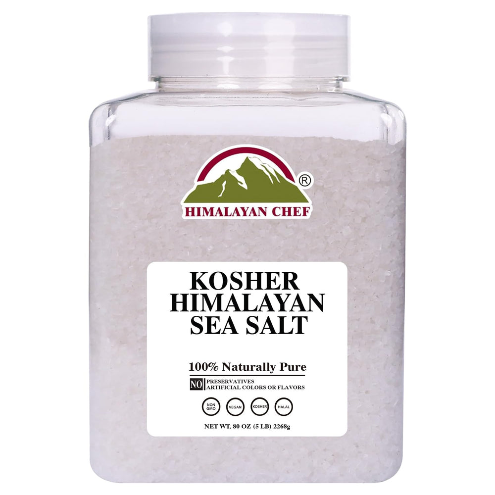 Himalayan Chef Kosher Sea Salt coarse crystals in a bowl for seasoning