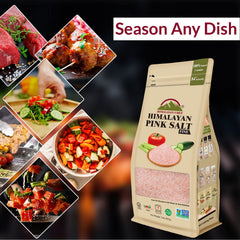 Himalayan Chef Pink Salt coarse grain ideal for grinders and robust flavor.