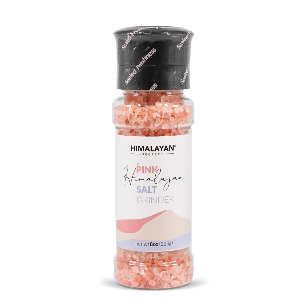 Himalayan Secrets pink salt grinder close-up showcasing rich flavor potential