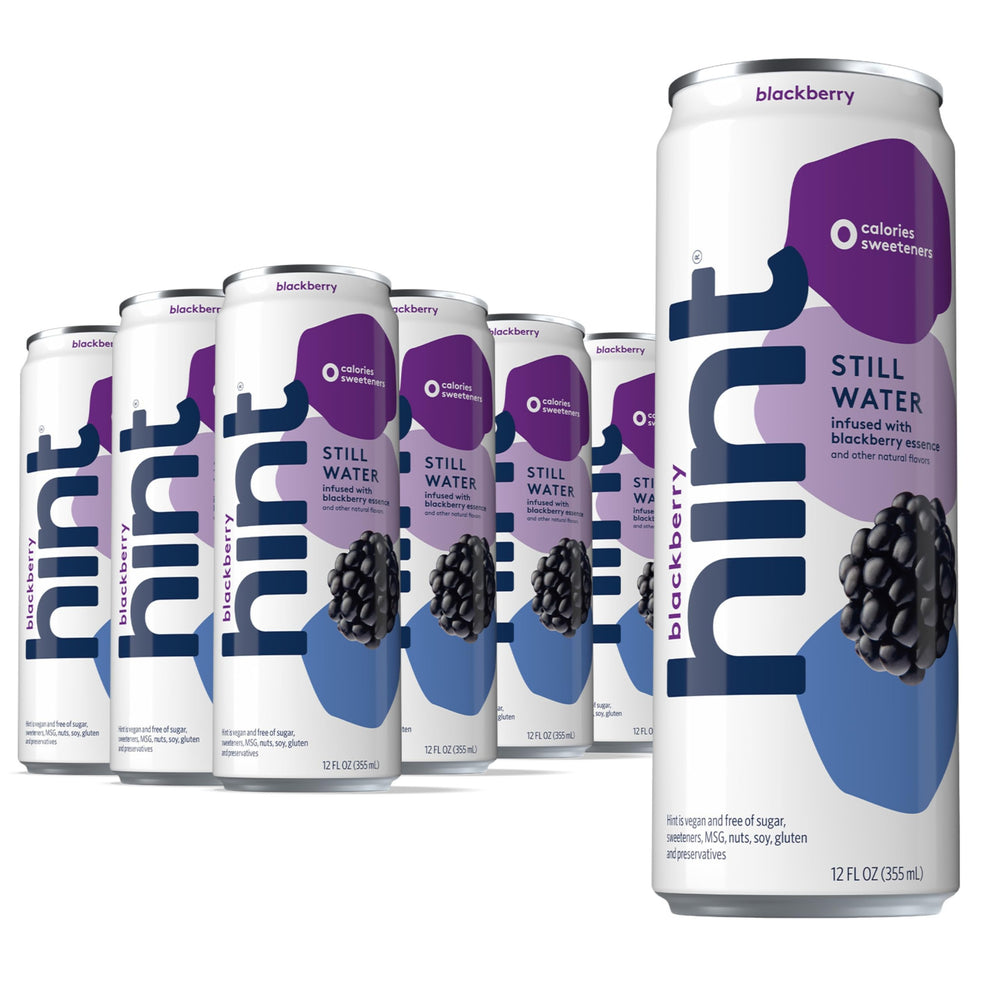 Hint blackberry-flavored water can for refreshing zero-calorie hydration on the go.