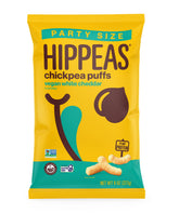 HIPPEAS Groovy White Cheddar puffs in bag, plant-based gluten-free snack for on-the-go