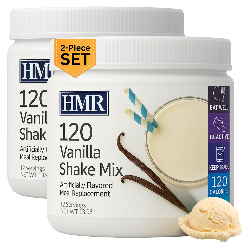 HMR 120 Shake Vanilla powder tub with label for easy meal replacement