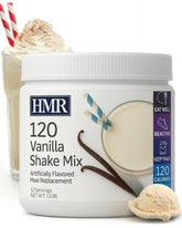 HMR 120 Vanilla Shake bottle showing a convenient on-the-go meal replacement