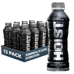 HOIST Black Cherry bottle front view for quick hydration.