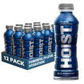 HOIST Blue Raspberry bottle highlighting IV-level hydration for athletes