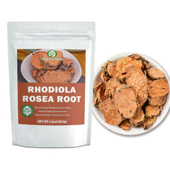 HOLFLYING Rhodiola root slices shown with brewing guide for easy prep.