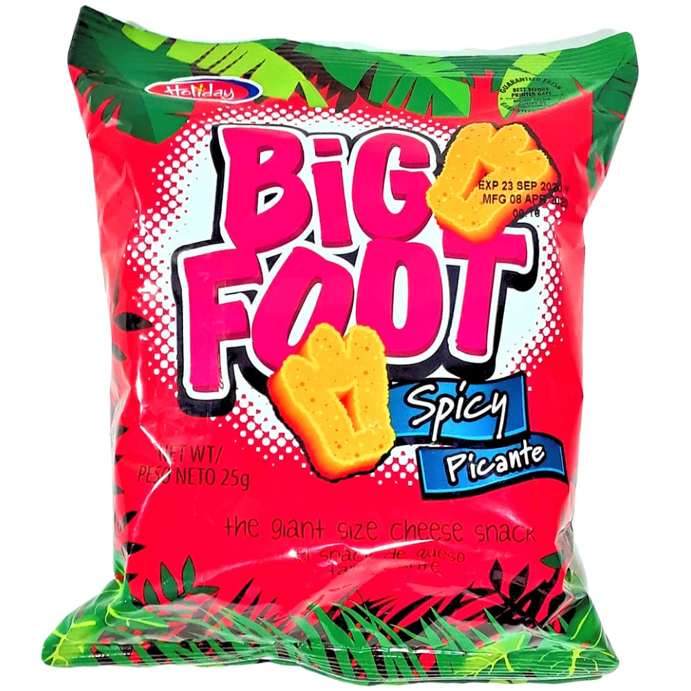 Holiday Big Foot Giant Cheese Snack bag shows bold spicy crunch for sharing.