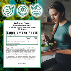 Holistic Bin Wakame seaweed bulk resealable bag emphasizes convenient storage and long-lasting freshness.