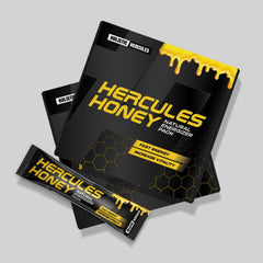 Holistic Hercules Honey bottle front highlighting bold flavor and natural energy support