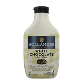 Hollander White Chocolate Cafe Sauce bottle top view, showcasing convenience