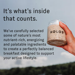 HOLOS Protein Overnight Oats maple almonds jar with fiber-rich option