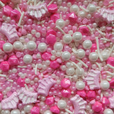 Homankit edible pink crown sugar sprinkles bottle, versatile topping for cakes and cookies