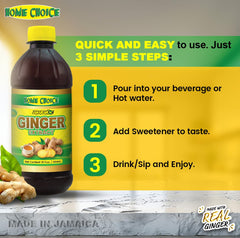 Home Choice Ginger Extract bottle label highlights origin and potency for kitchen use