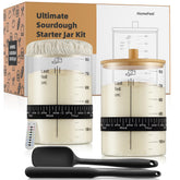 HomeFeel Sourdough Starter Jar 34 oz with bamboo lid for steady fermentation.